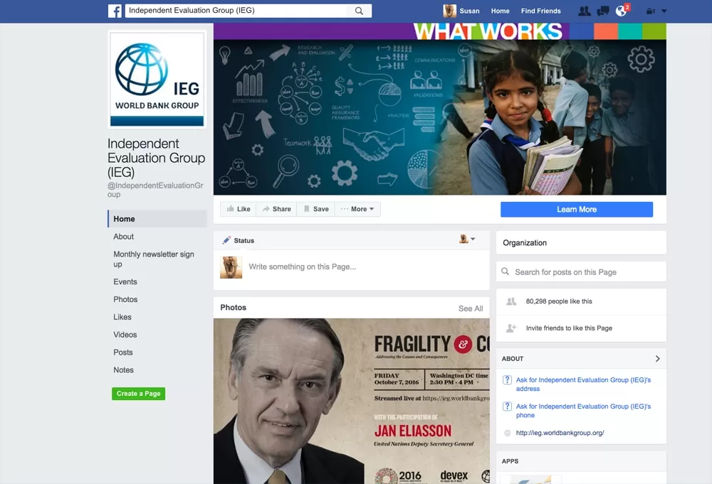 Redesigned Facebook page art and logo for IEG