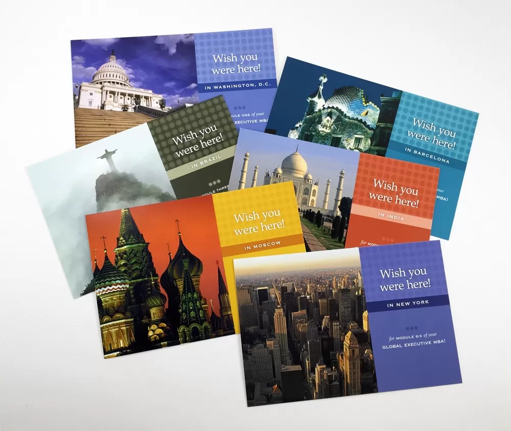 Postcards describing international executive management program